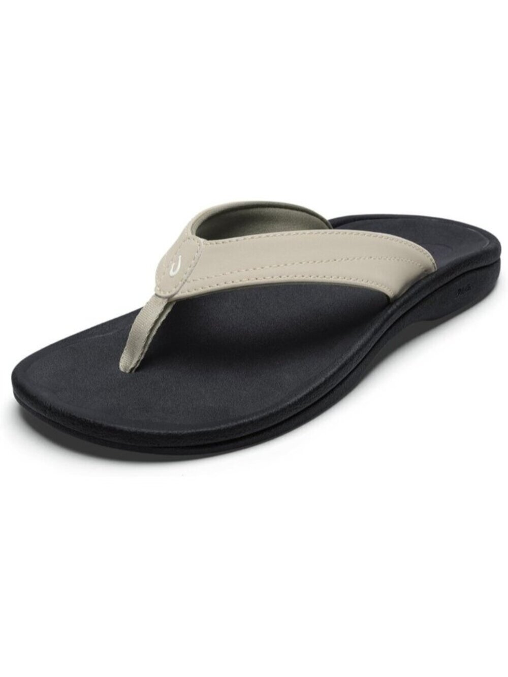 Women's Ecru/Black Sandals Water Resistant Flip Flops with Arch Support Comfort